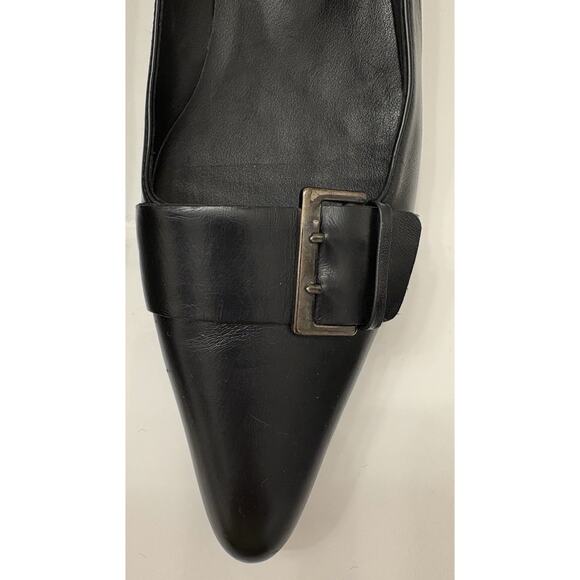 Banana Republic Women’s Black Leather Pointed Toe Flats Buckle Detail Size 7.5 - Picture 4 of 13